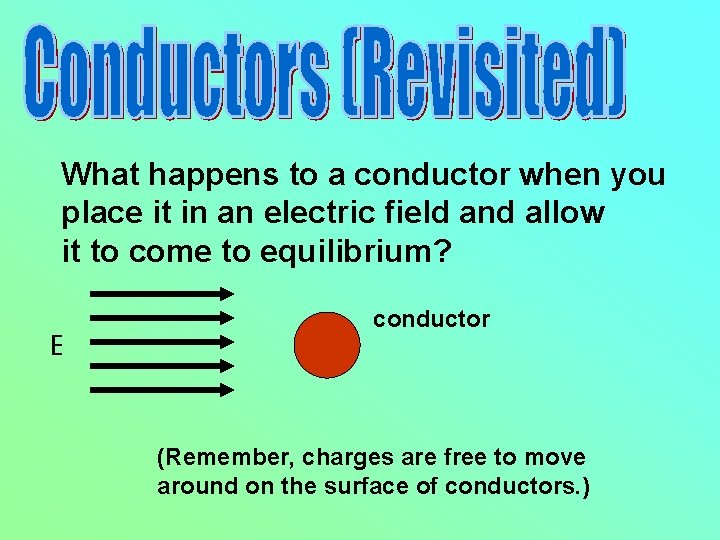 What happens to a conductor when you place it in an electric field and