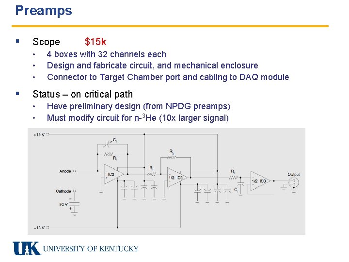 Preamps § Scope • • • § $15 k 4 boxes with 32 channels