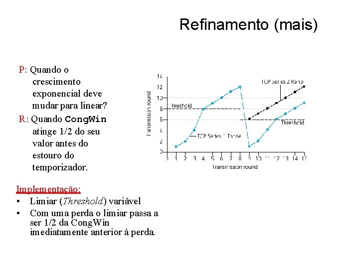 Refinamento (mais) P: Quando o crescimento exponencial deve mudar para linear? R: Quando Cong.