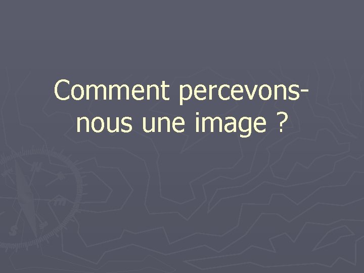 Comment percevonsnous une image ? 