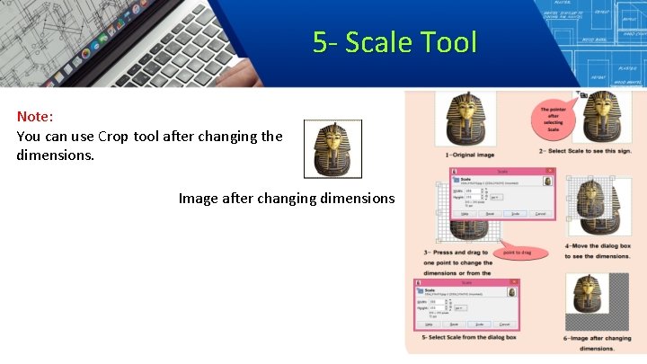 5 - Scale Tool Note: You can use Crop tool after changing the dimensions.