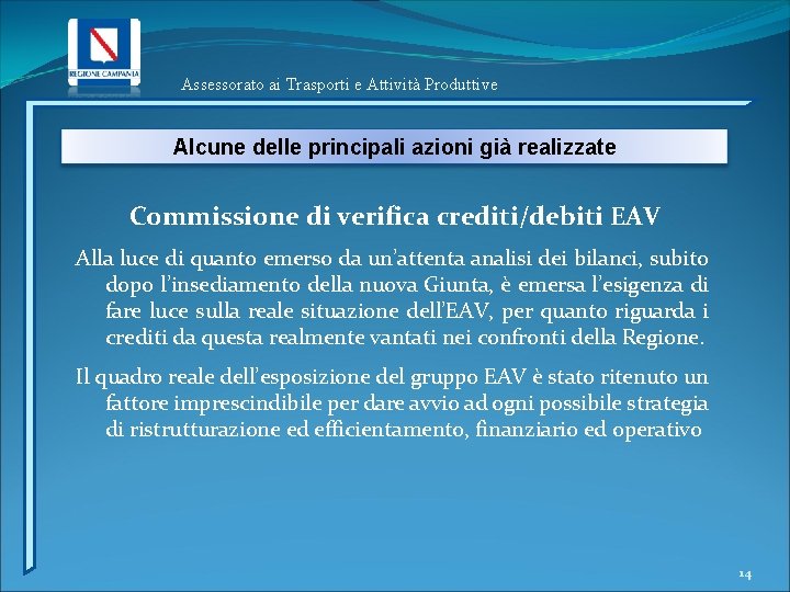 Assessorato ai Trasporti e Attività Produttive Alcune delle principali azioni già realizzate Commissione di