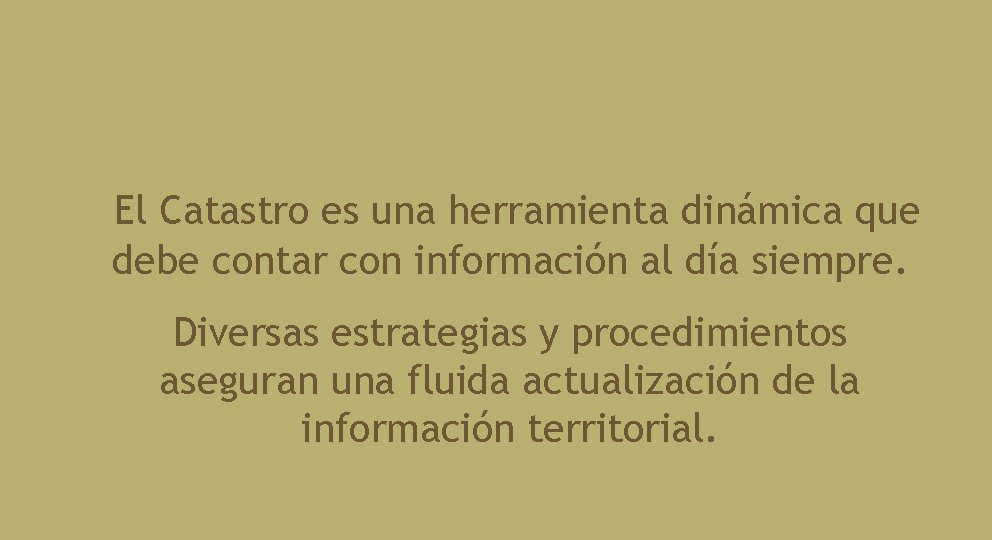 El Catastro es una herramienta dinámica que debe contar con información al día siempre.