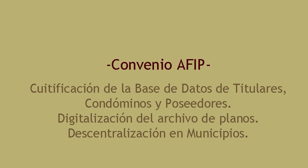 -Convenio AFIPCuitificación de la Base de Datos de Titulares, Condóminos y Poseedores. Digitalización del