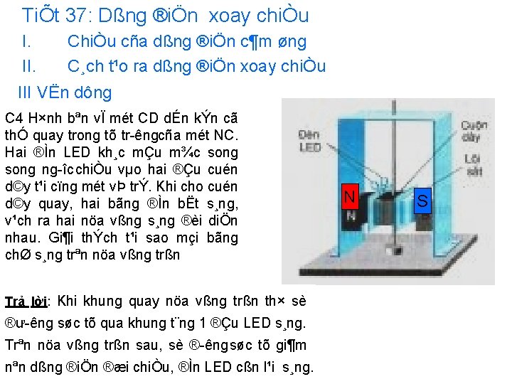 TiÕt 37: Dßng ®iÖn xoay chiÒu I. II. ChiÒu cña dßng ®iÖn c¶m øng