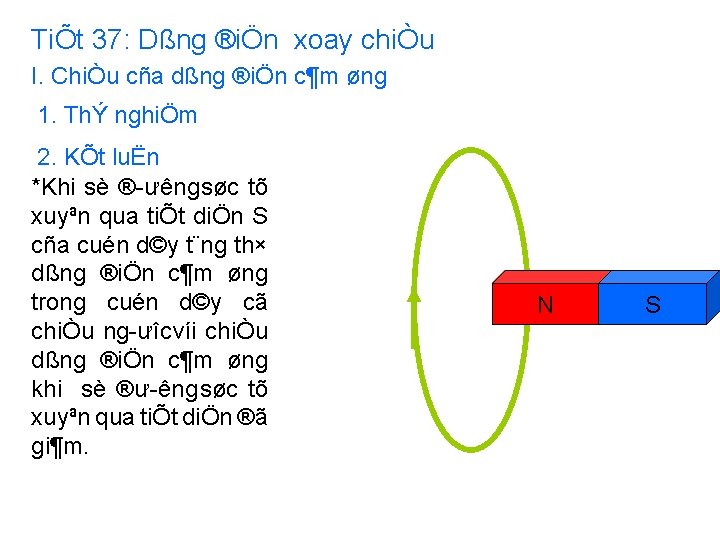 TiÕt 37: Dßng ®iÖn xoay chiÒu I. ChiÒu cña dßng ®iÖn c¶m øng 1.