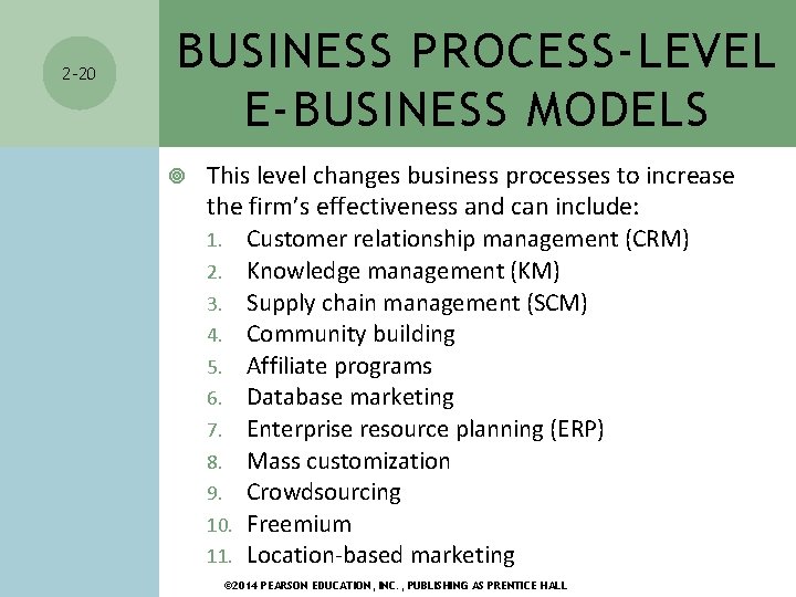 2 -20 BUSINESS PROCESS-LEVEL E-BUSINESS MODELS This level changes business processes to increase the