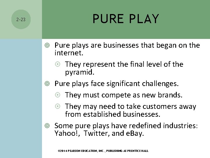 PURE PLAY 2 -23 Pure plays are businesses that began on the internet. They