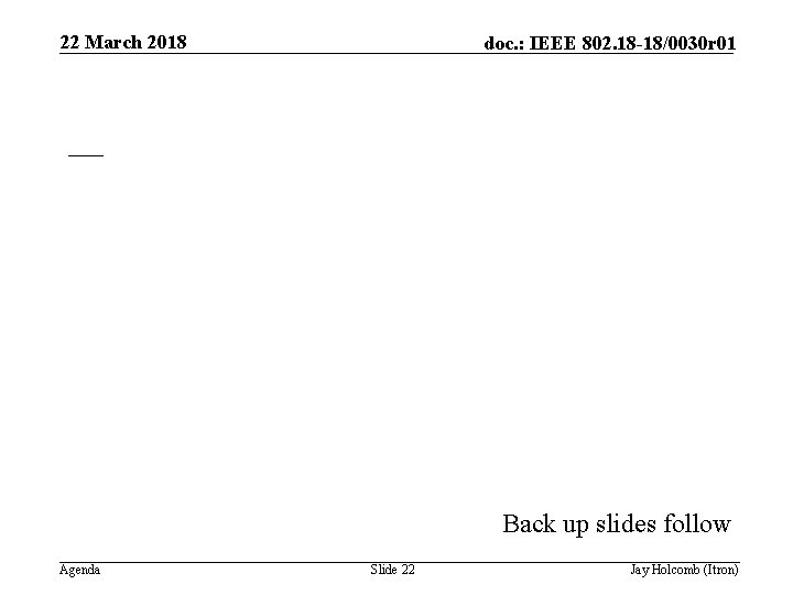 22 March 2018 doc. : IEEE 802. 18 -18/0030 r 01 __ Back up