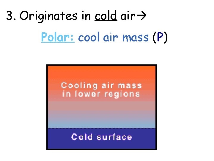 3. Originates in cold air Polar: cool air mass (P) 