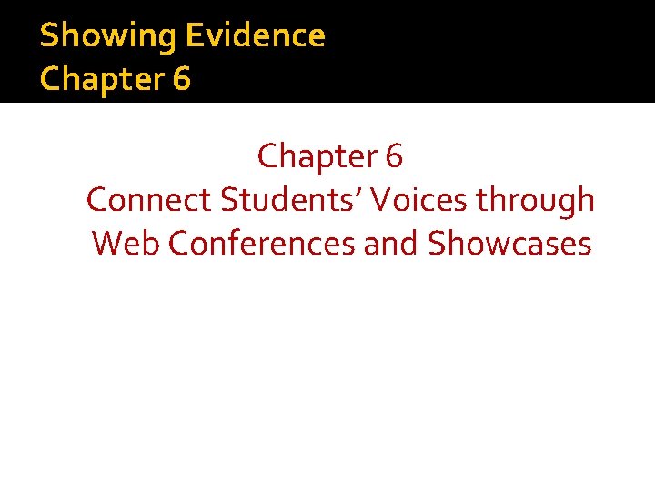Showing Evidence Chapter 6 Connect Students’ Voices through Web Conferences and Showcases 