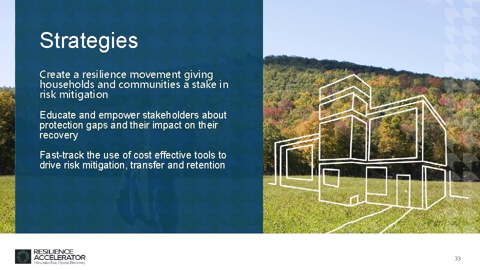 Strategies Create a resilience movement giving households and communities a stake in risk mitigation