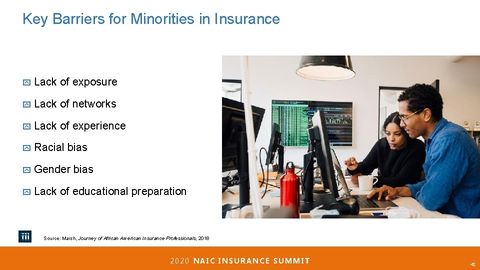 Key Barriers for Minorities in Insurance Lack of exposure Lack of networks Lack of