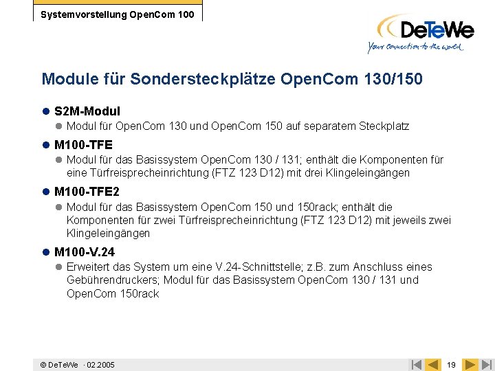Systemvorstellung Open. Com 100 Module für Sondersteckplätze Open. Com 130/150 l S 2 M-Modul