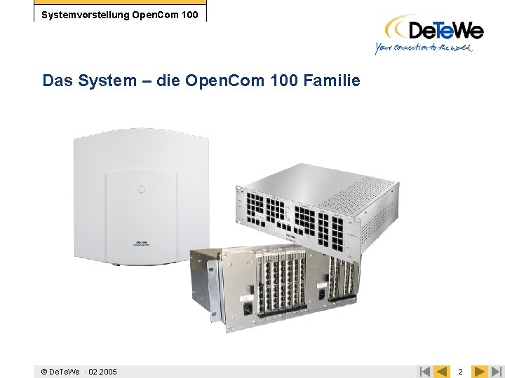 Systemvorstellung Open. Com 100 Das System – die Open. Com 100 Familie De. Te.
