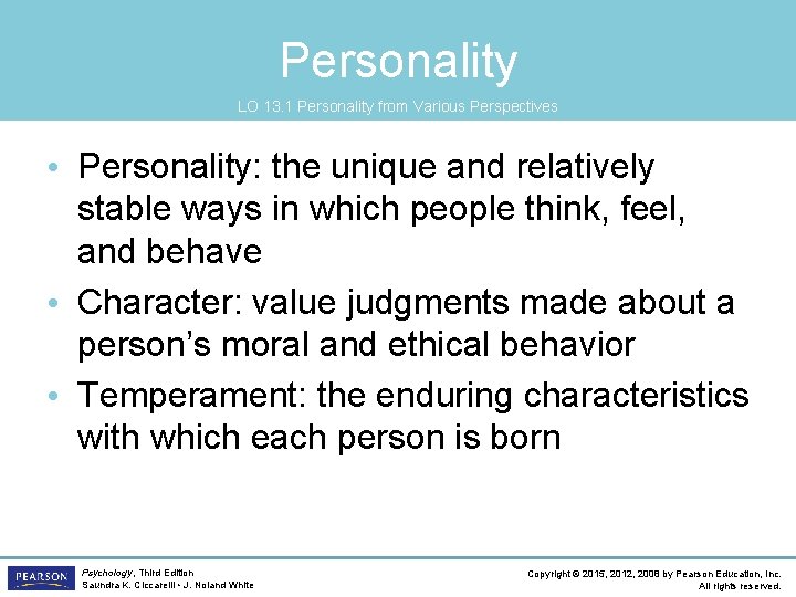 Chapter 13 Theories of Personality psychology fourth edition