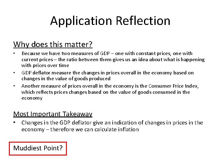 Application Reflection Why does this matter? • • • Because we have two measures