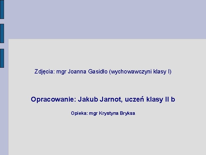 Zdjęcia: mgr Joanna Gasidło (wychowawczyni klasy I) Opracowanie: Jakub Jarnot, uczeń klasy II b