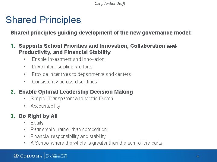 Confidential Draft Shared Principles Shared principles guiding development of the new governance model: 1.