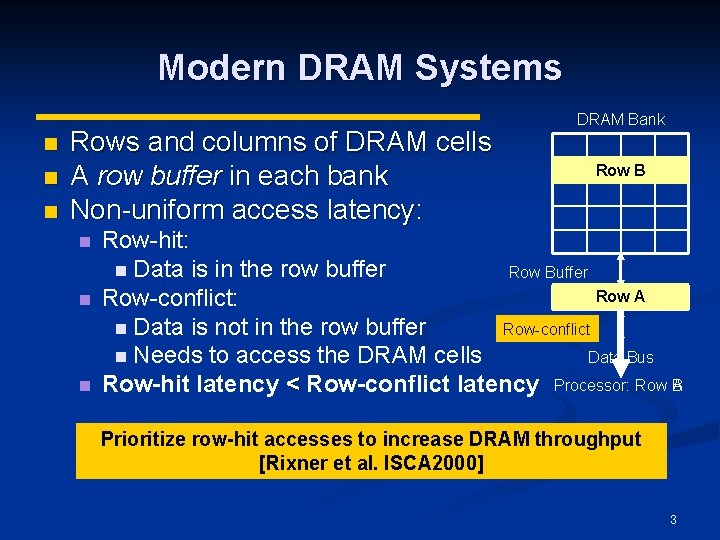 Modern DRAM Systems n n n Rows and columns of DRAM cells A row