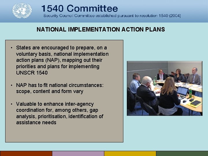 NATIONAL IMPLEMENTATION ACTION PLANS • States are encouraged to prepare, on a voluntary basis,
