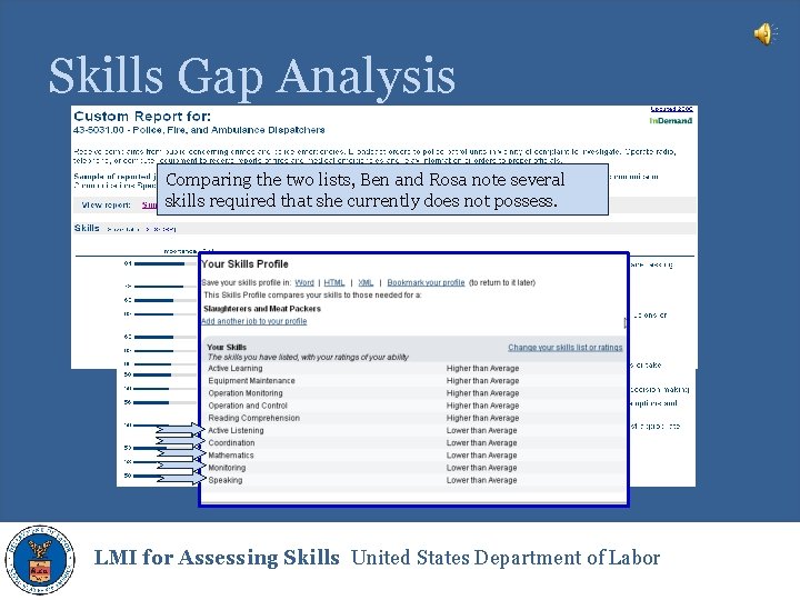 Skills Gap Analysis Comparing the two lists, Ben and Rosa note several skills required
