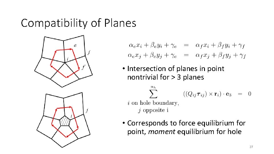 Compatibility of Planes • Intersection of planes in point nontrivial for > 3 planes Compatibility of Planes • Intersection of planes in point nontrivial for > 3 planes