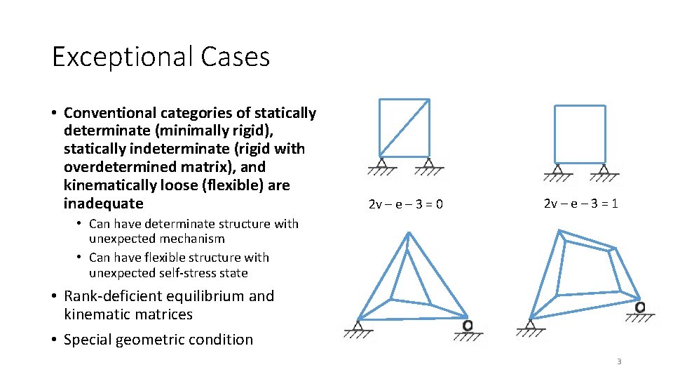 Exceptional Cases • Conventional categories of statically determinate (minimally rigid), statically indeterminate (rigid with Exceptional Cases • Conventional categories of statically determinate (minimally rigid), statically indeterminate (rigid with