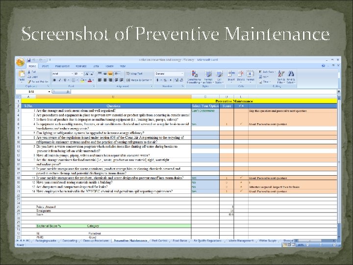 Screenshot of Preventive Maintenance 