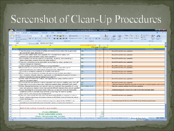 Screenshot of Clean-Up Procedures 