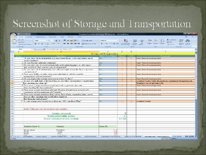 Screenshot of Storage and Transportation 