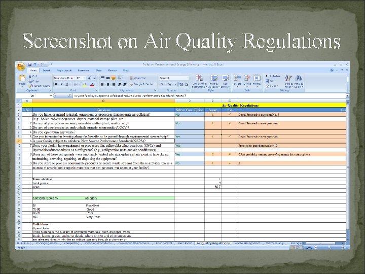 Screenshot on Air Quality Regulations 