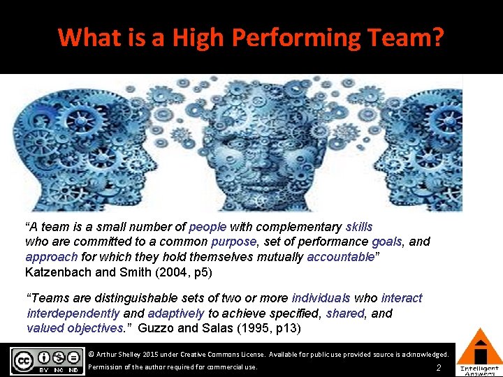 What is a High Performing Team? “A team is a small number of people What is a High Performing Team? “A team is a small number of people