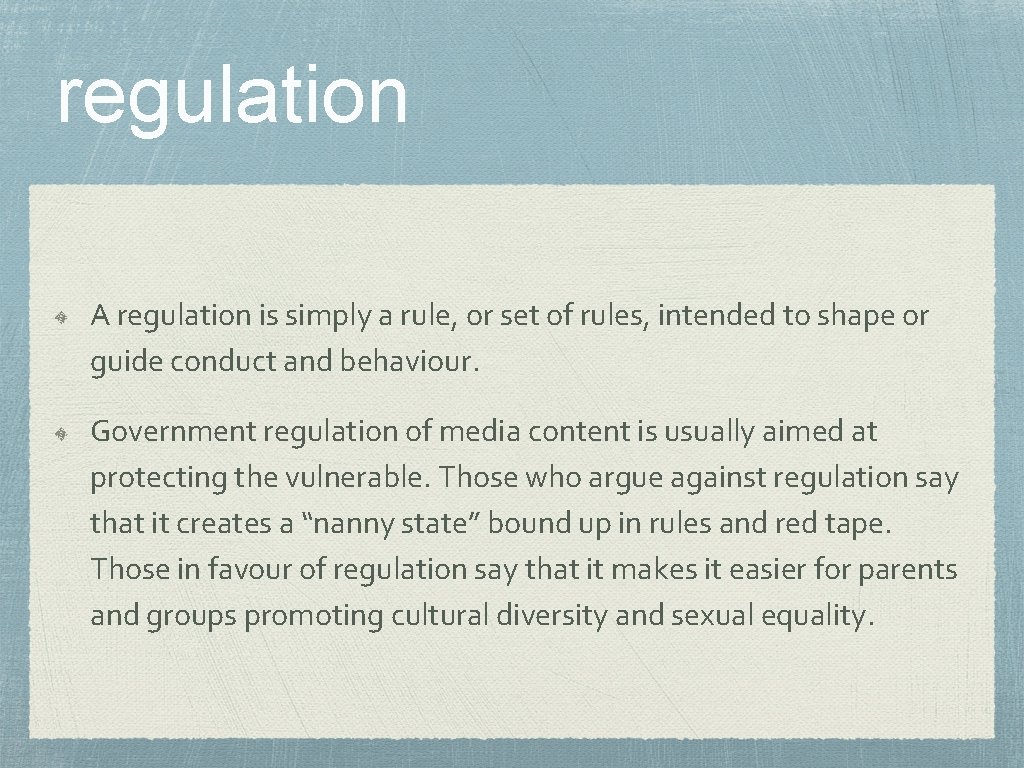 regulation A regulation is simply a rule, or set of rules, intended to shape