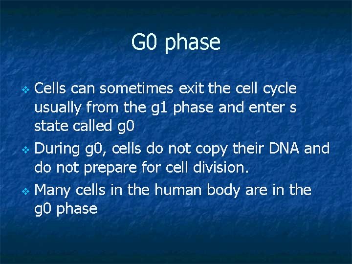 G 0 phase Cells can sometimes exit the cell cycle usually from the g