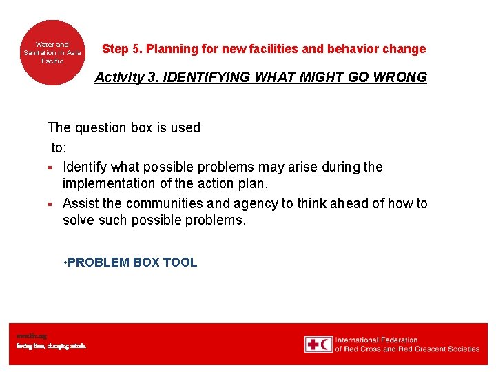 Water and Sanitation in Asia Pacific Step 5. Planning for new facilities and behavior