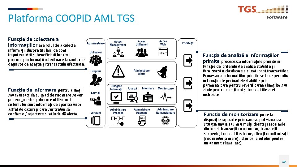 Platforma COOPID AML TGS Funcție de colectare a informațiilor are rolul de a colecta