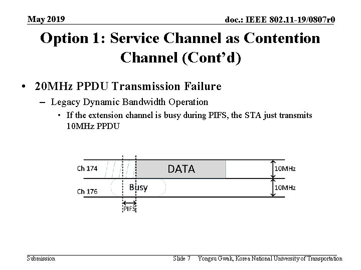 May 2019 doc. : IEEE 802. 11 -19/0807 r 0 Option 1: Service Channel