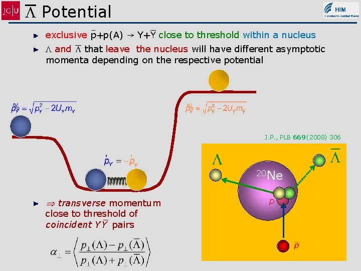 L Potential exclusive p+p(A) Y+Y close to threshold within a nucleus L and L