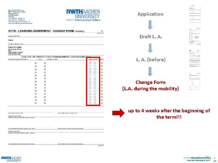 Application Draft L. A. (before) Change Form (L. A. during the mobility) up to