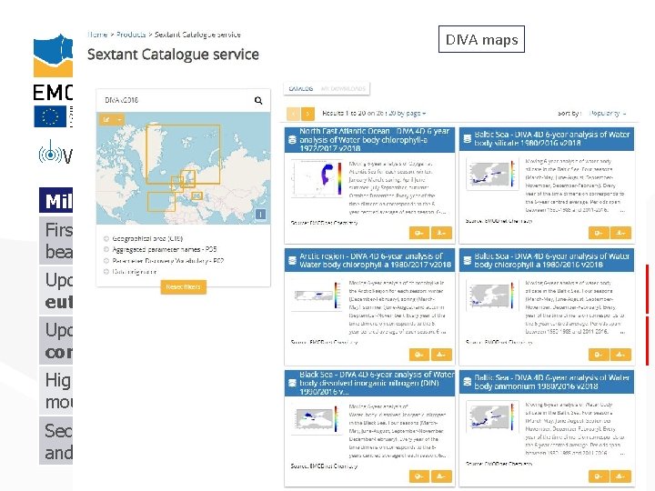 DIVA maps Work plan finalisation WP 3: Generation of data products Milestone Date First