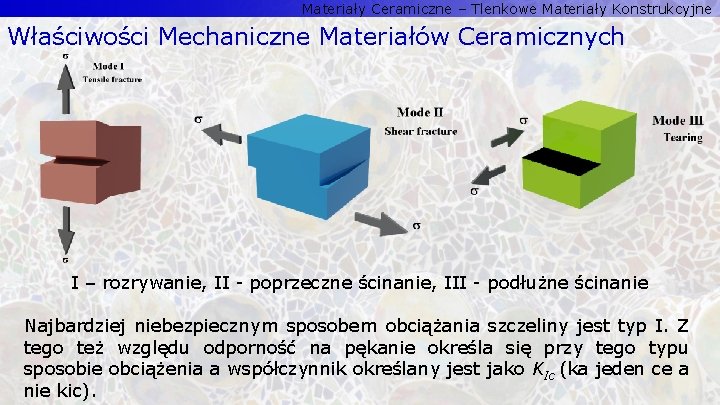 Materiały Ceramiczne – Tlenkowe Materiały Konstrukcyjne Właściwości Mechaniczne Materiałów Ceramicznych I – rozrywanie, II