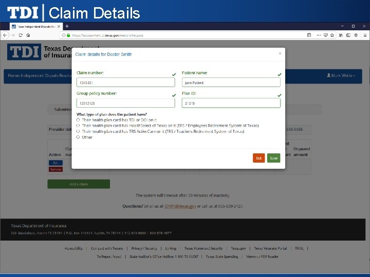 Claim Details 