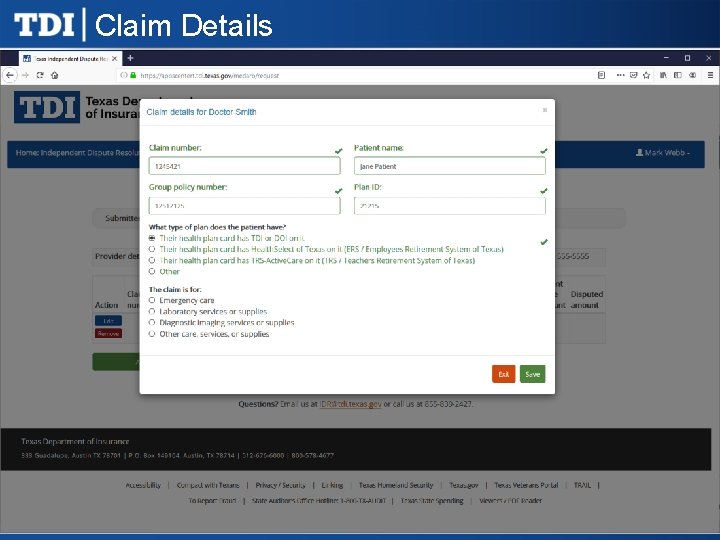Claim Details 