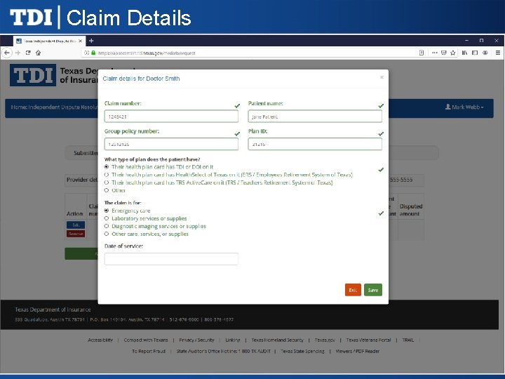 Claim Details 