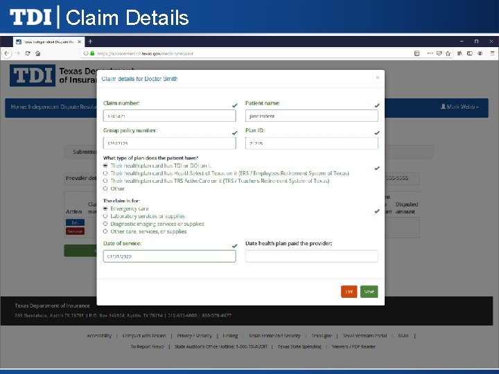 Claim Details 
