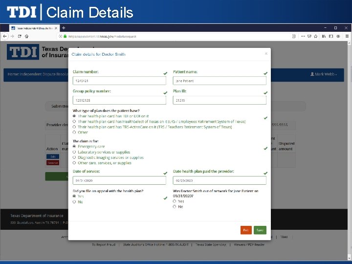 Claim Details 