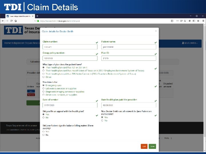Claim Details 