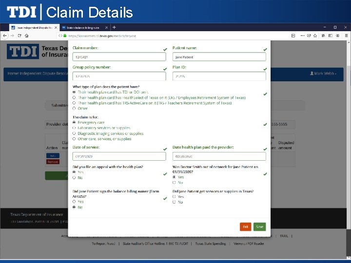 Claim Details 