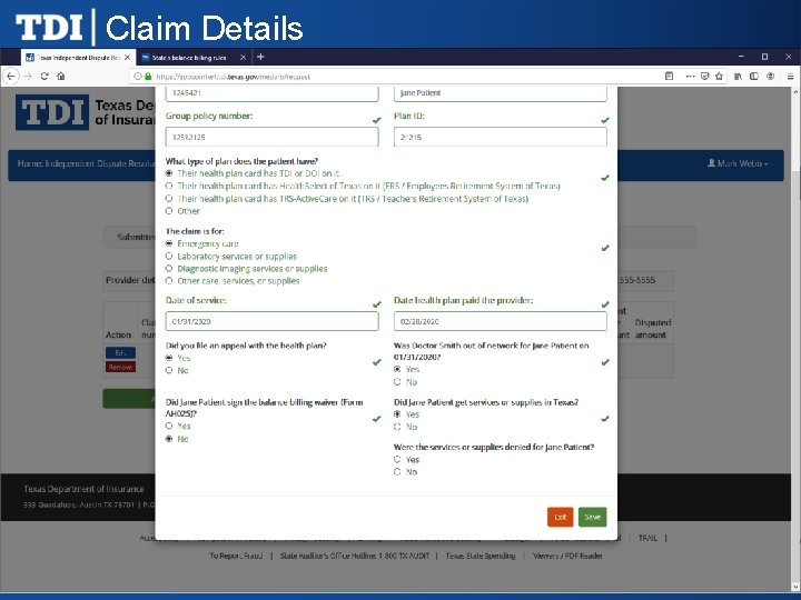 Claim Details 